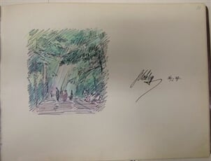 Album pamětních kreseb členů SVUM (133 listů). Kresba perem s podpisem/nevyužito