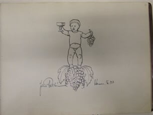 Album pamětních kreseb členů SVUM (133 listů). Kresba perem s podpisem Julia Pelikána/nevyužito