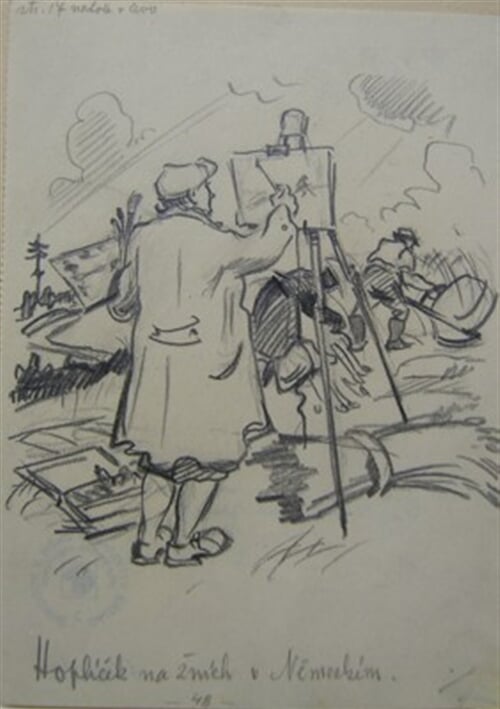 Hoplíček na žních v německém Maketa ke knize 