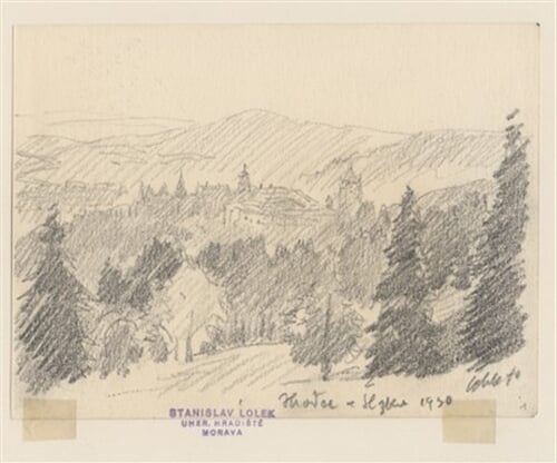 Adjustovaná kresba (Hradec ve Slezsku 1930)