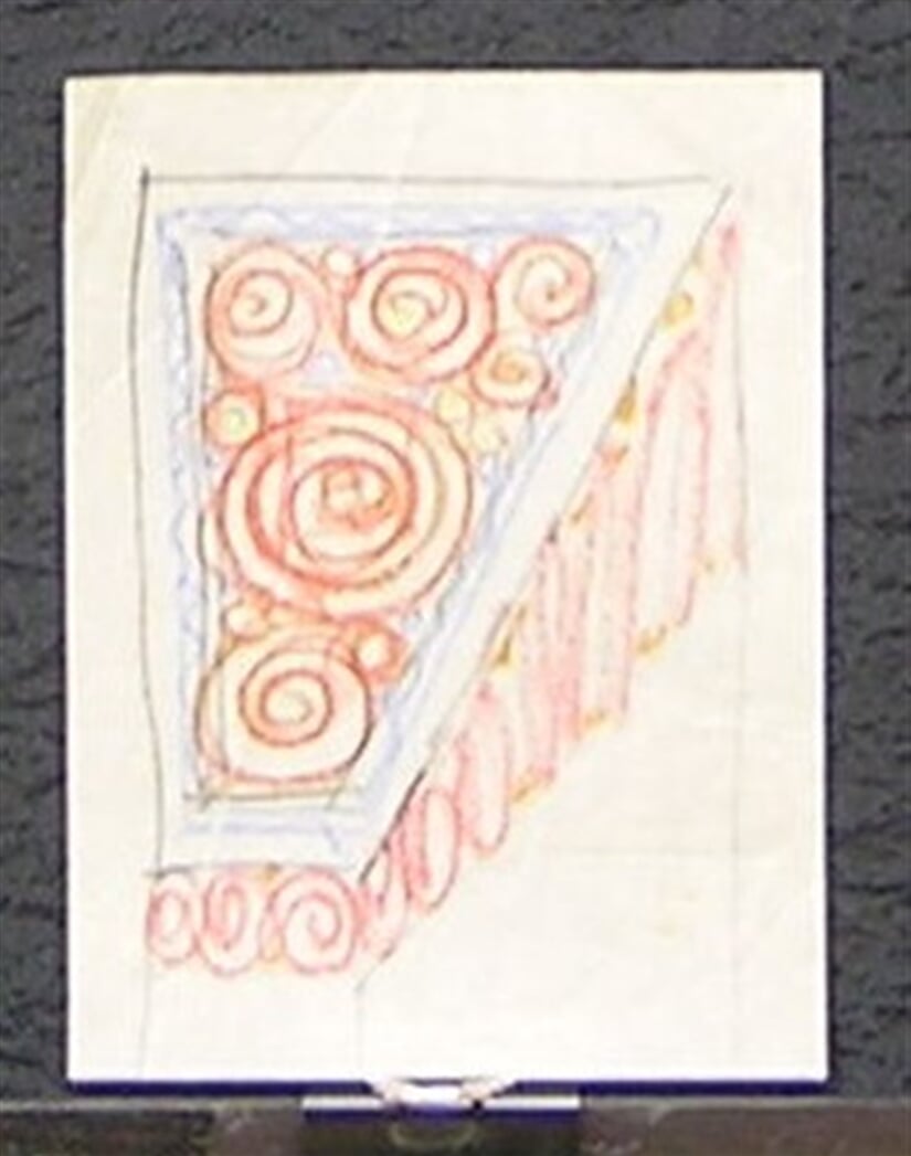 Náčrt stropu nad schodištěm