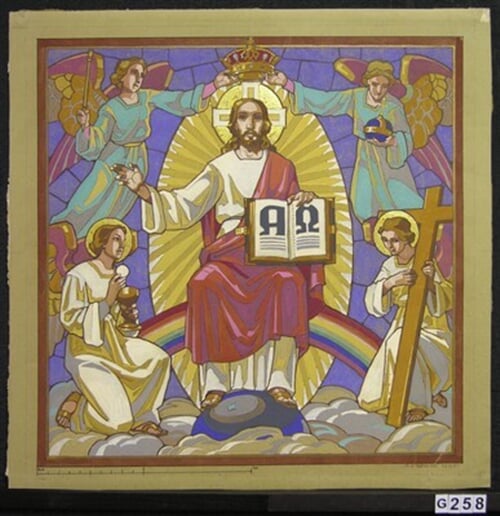 Návrh na vitráž chrámu - Oslava Krista