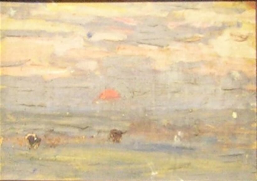 Matka s dítětem v kroji, Studie krajiny