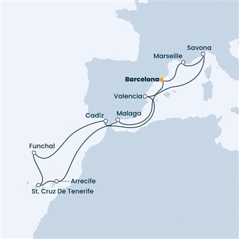 Trasa plavby CFI-BCN14104