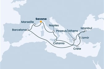Costa Diadema - Itálie, Řecko, Turecko, Španělsko, Francie (ze Savony)
