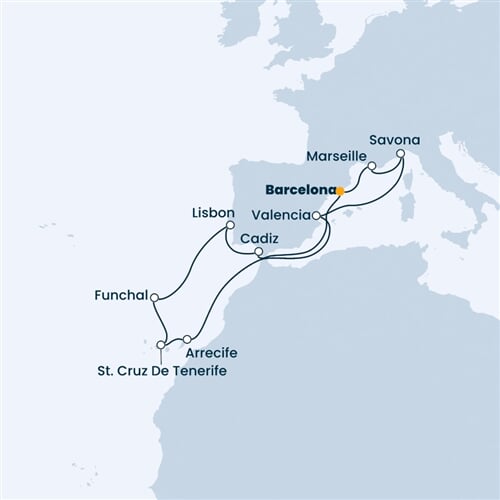 Trasa plavby CFI-BCN14091
