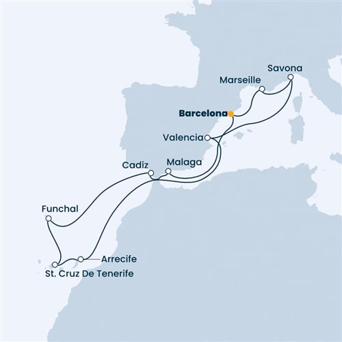 Trasa plavby CFI-BCN14104