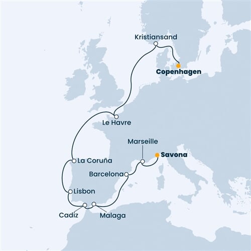 Trasa plavby CFI-CPH13015