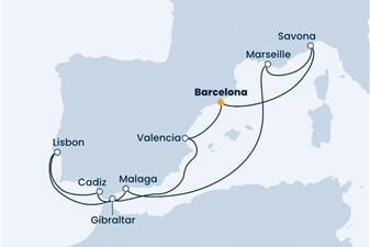 Costa Fascinosa - Španělsko, Itálie, Francie, Portugalsko, Velká Británie (z Barcelony)