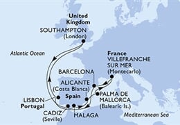 MSC Grandiosa - Velká Británie, Španělsko, Francie, Portugalsko
