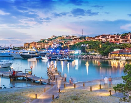 Přístavní letovisko Porto Cervo, Baja Sardinia, Sardinie