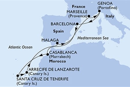 MSC Divina - Itálie, Španělsko, Maroko, Francie (z Janova)