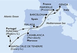 MSC Divina - Portugalsko, Španělsko, Francie, Itálie, Maroko
