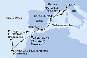 MSC Divina - Portugalsko, Španělsko, Francie, Itálie, Maroko