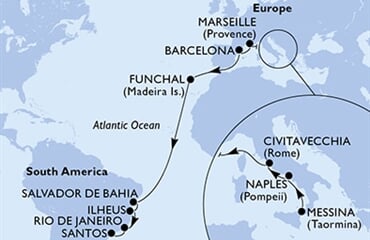 MSC Fantasia - Itálie, Francie, Španělsko, Portugalsko, Brazílie (Messina)
