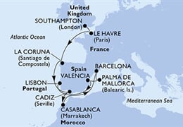 MSC Virtuosa - Velká Británie, Francie, Španělsko, Maroko, Portugalsko