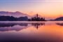 Západ slunce nad jezerem Bled