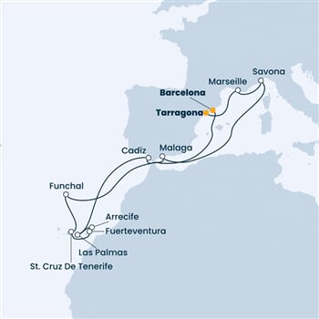 Trasa plavby CLU-BCN14112