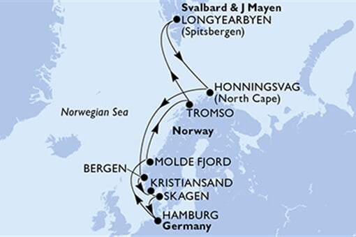 MSC Preziosa - Německo, Norsko, Špicberky, Dánsko (Hamburk)