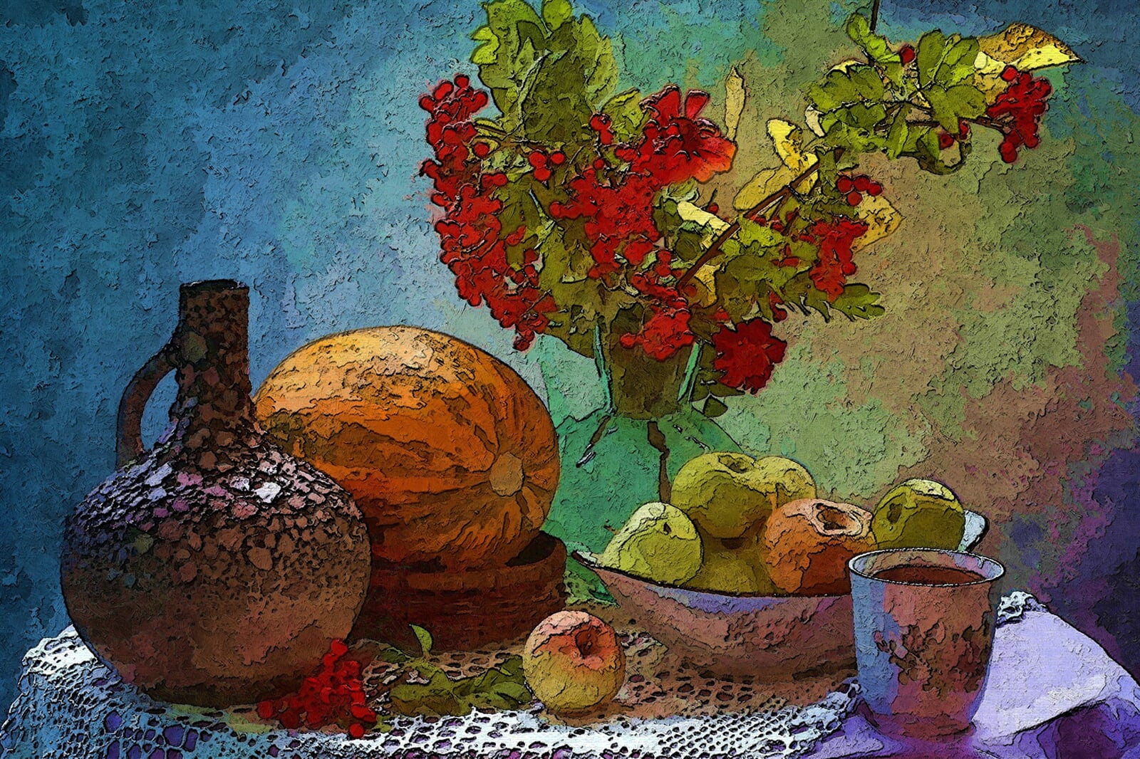 Demo-Paleta: Zátiší s melounem, 90 × 140 cm