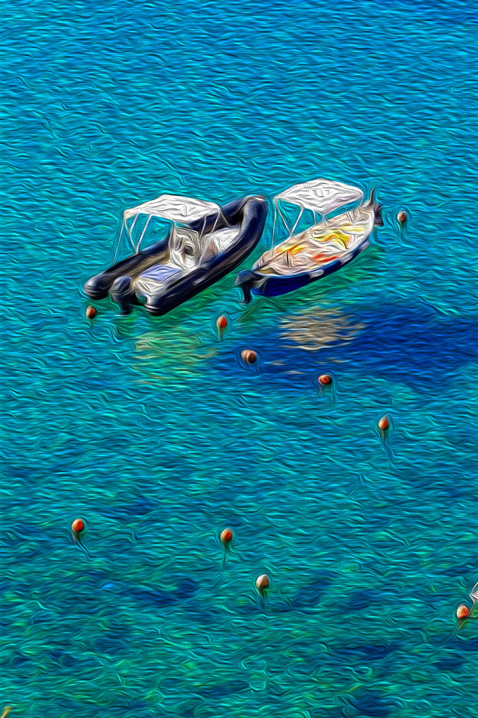 Demo-Paleta: Bárky na hladině II, 140 × 90 cm