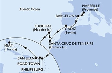 MSC Magnifica - Francie, Španělsko, Portugalsko, Nizozemské Antily, Panenské o. (britské), ... (z Marseille)