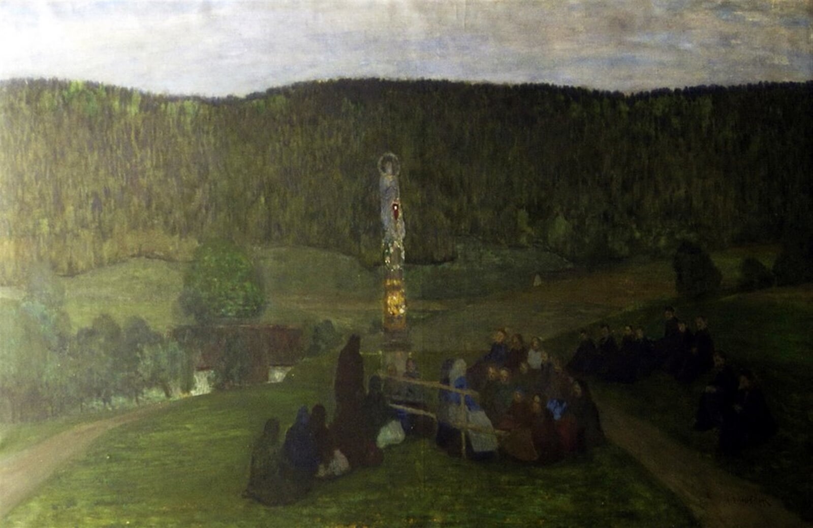 Antonín Hudeček: Májová pobožnost, 100 × 150 cm