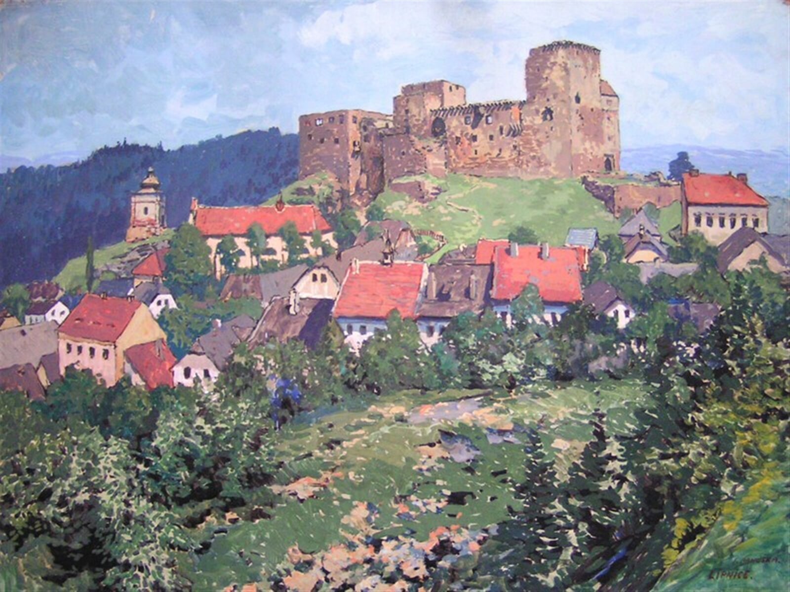 Jaroslav Panuška: Hrad Lipnice, 50 × 66 cm
