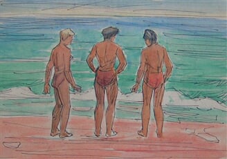 Tři na pláži
