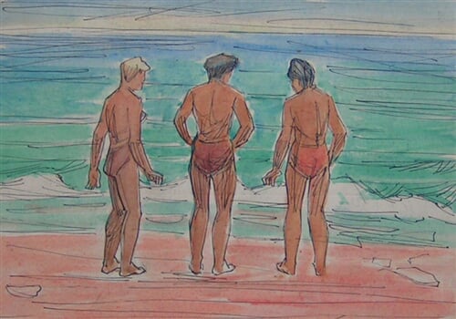 Tři na pláži