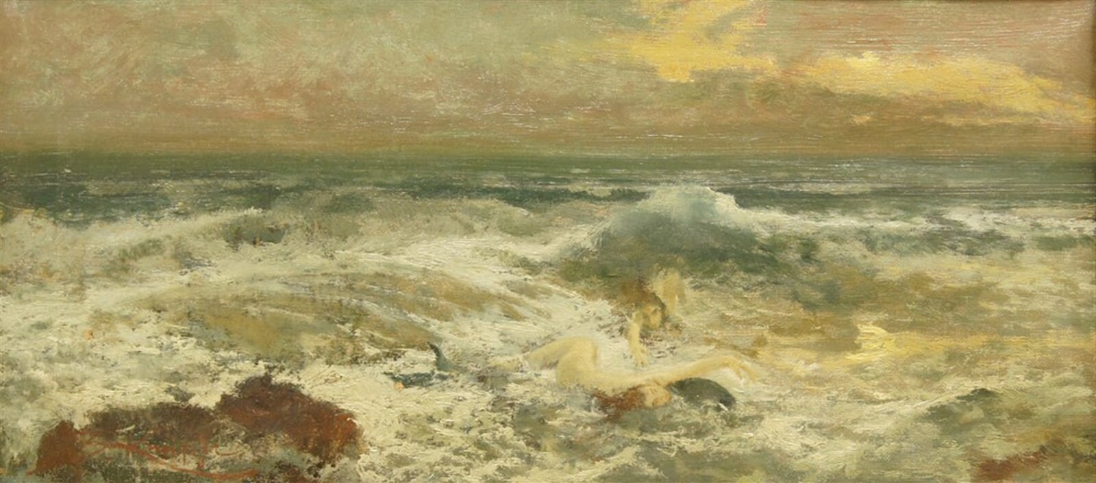 Beneš Knüpfer: Moře s najádami, 25 × 52 cm