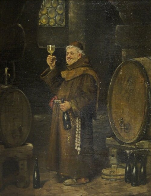 Mnich s vínem
