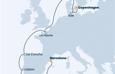 Costa Diadema - Španělsko, Portugalsko, Francie, Německo, Dánsko (z Barcelony)