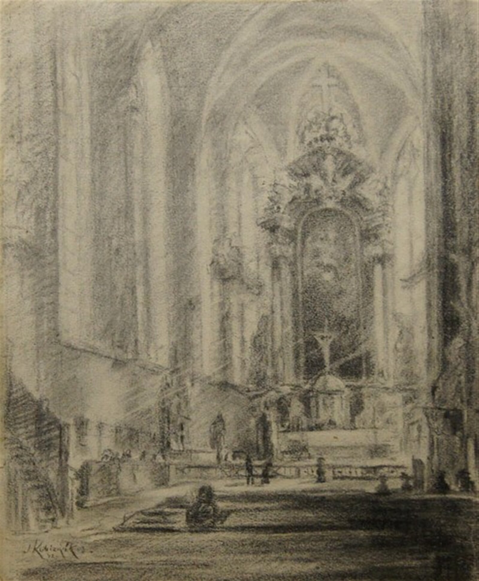 Josef Kubizňák: Chrám sv. Vavřince ve Vysokém Mýtě, 44 × 34 cm