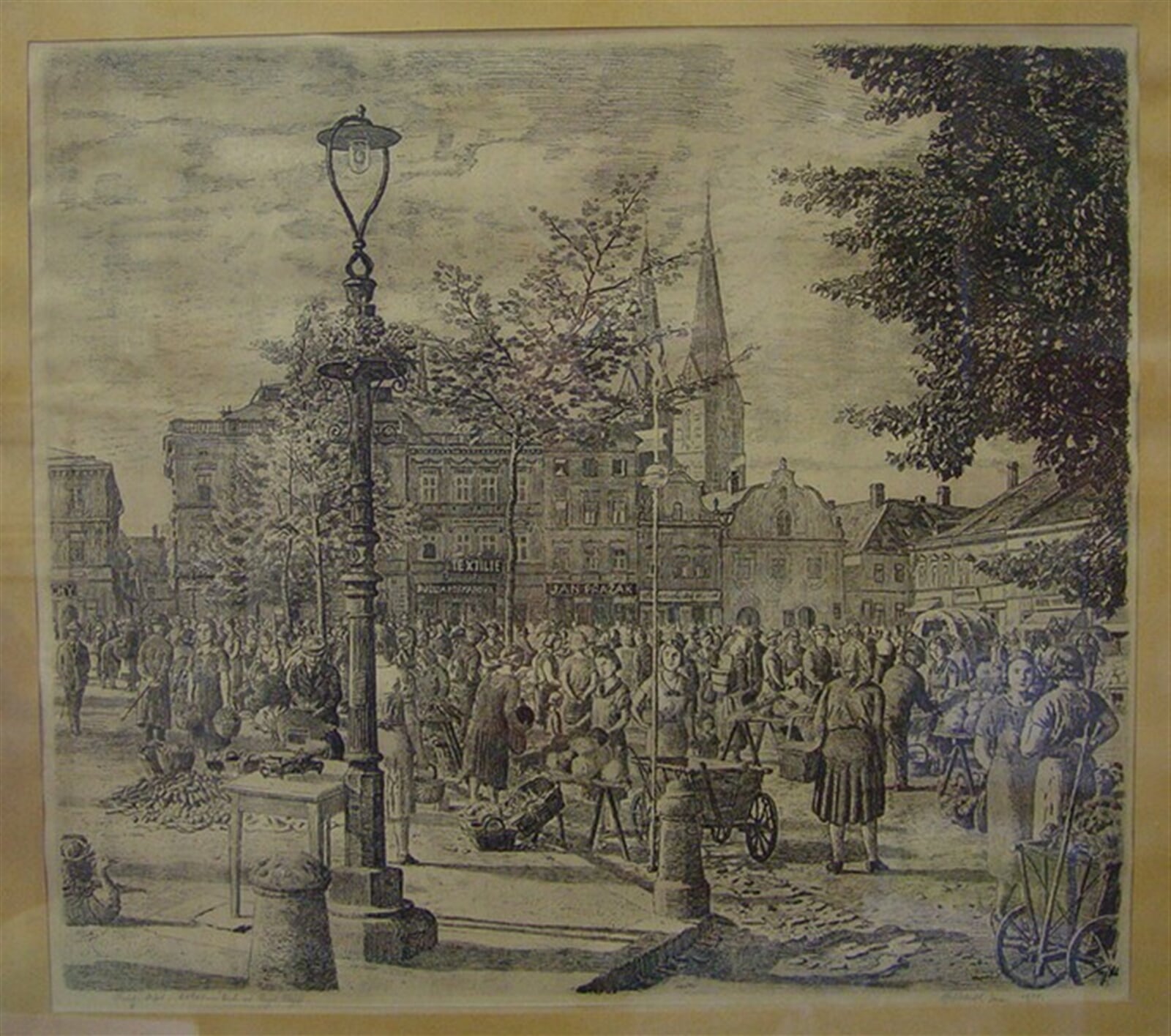 Jan Šplíchal: Sobotní trh ve Vysokém Mýtě, 46 × 51 cm
