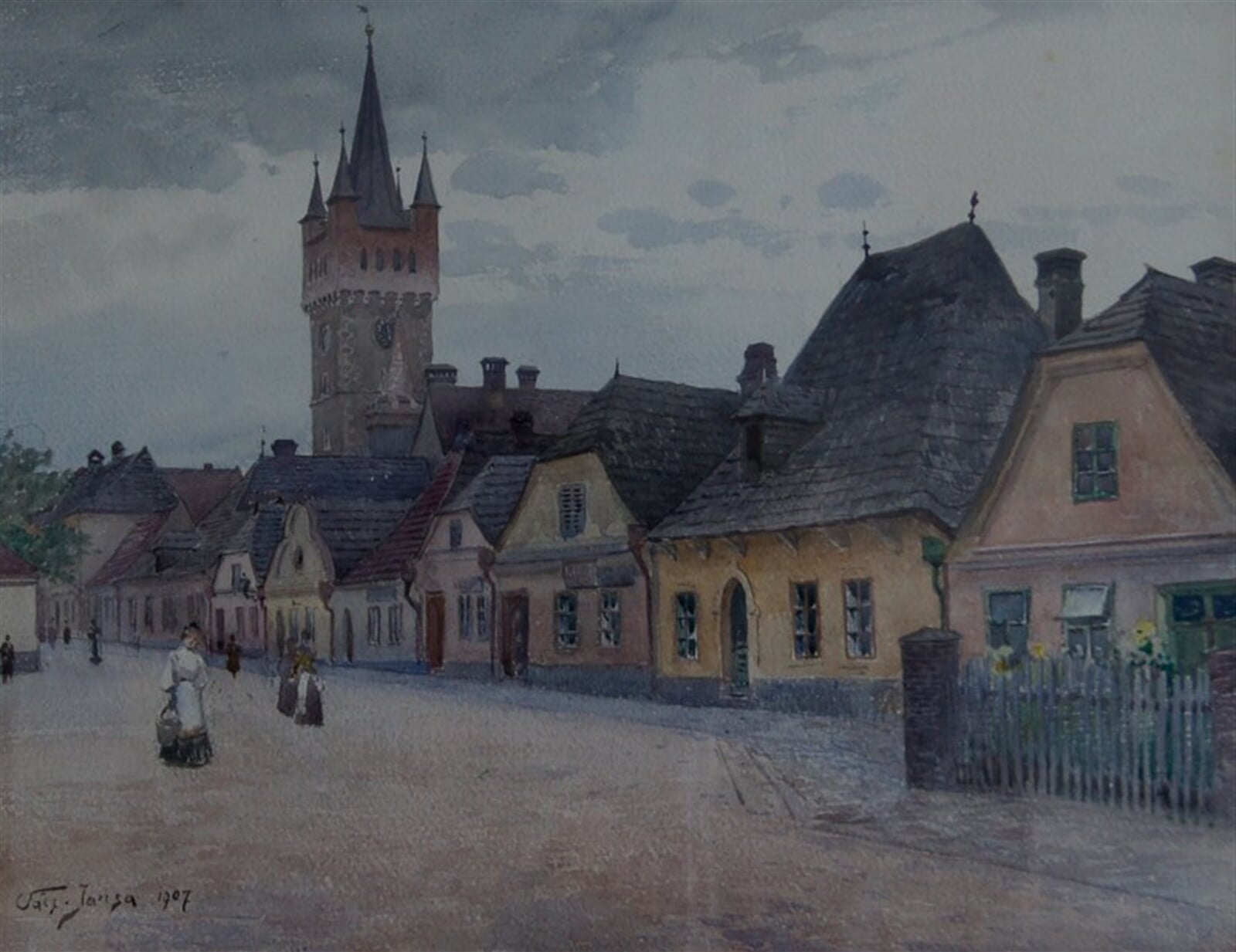 Václav Jansa: Pražská věž od Sokolovny, 33 × 43 cm