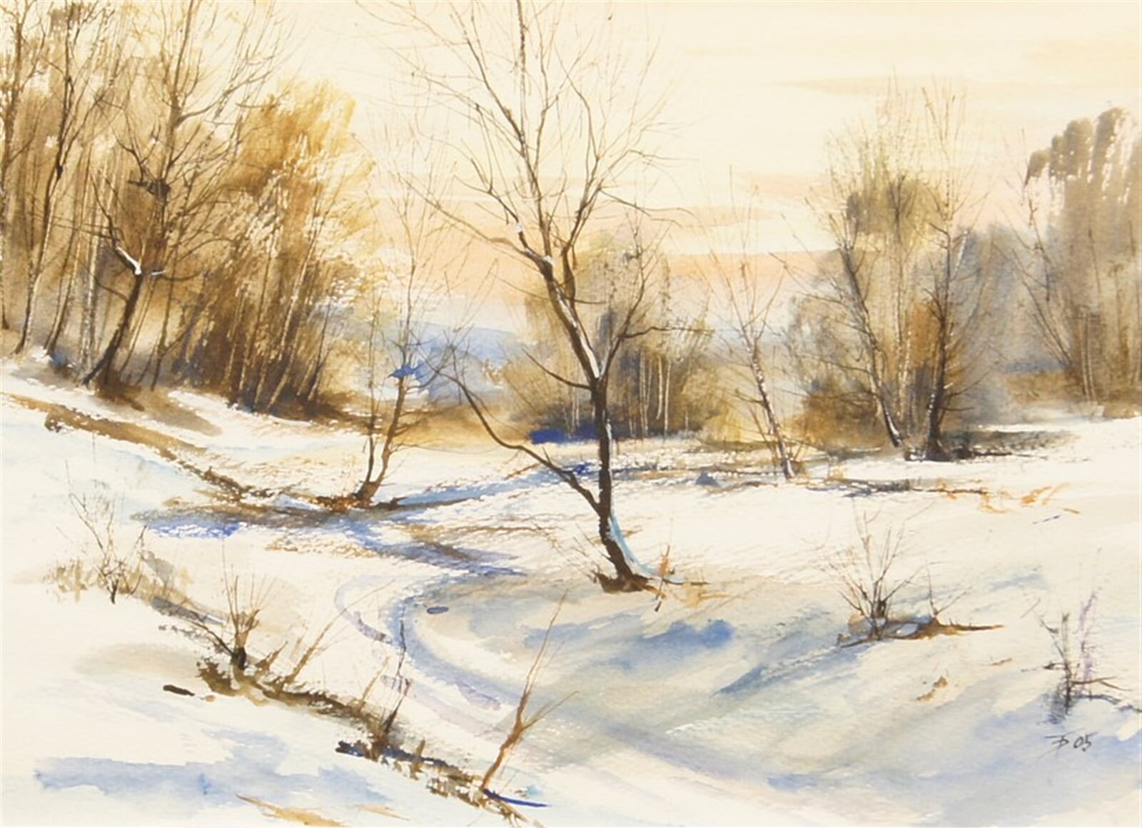 Tomáš Diblík: Zimní krajina, 21 × 29 cm