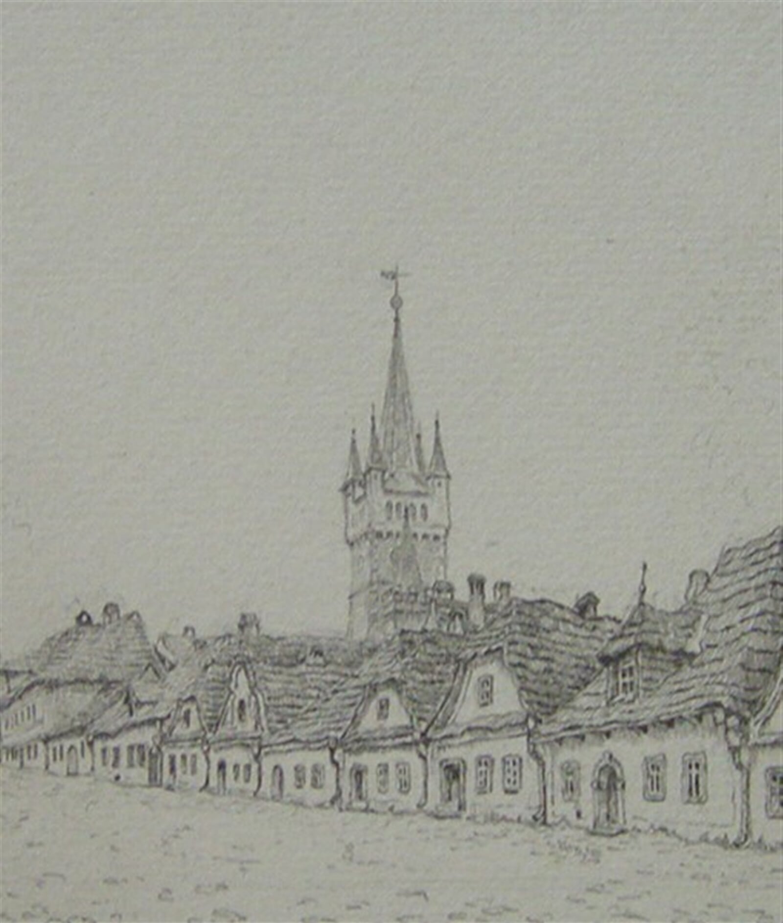 Jan Honsa: Pražská věž z Tyršova náměstí, 9 × 10 cm