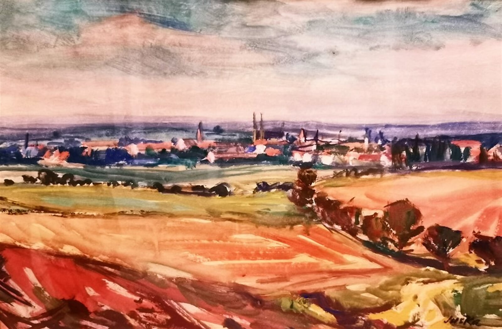 Jan Juška: Vysoké Mýto od Vanic, 42 × 64 cm