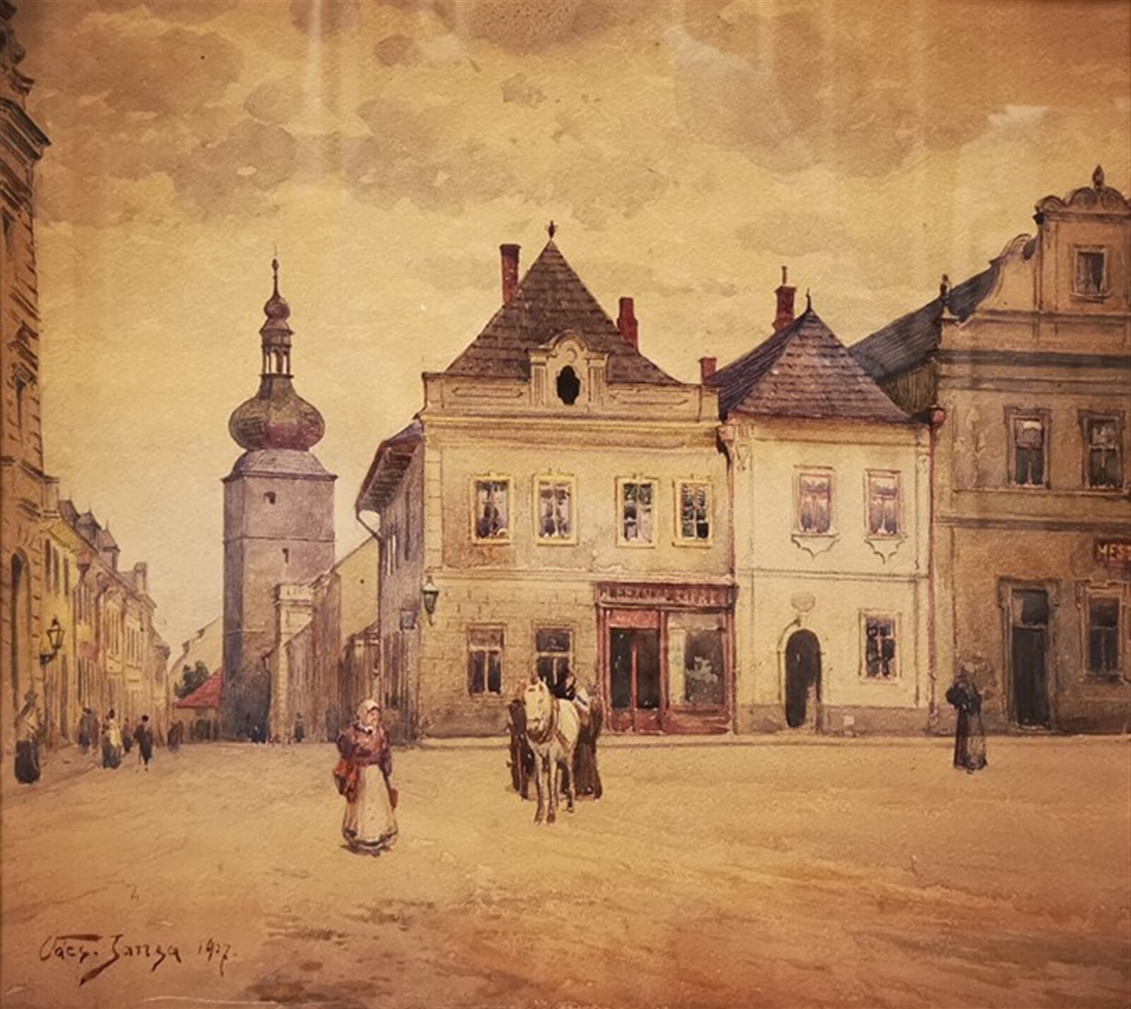 Václav Jansa: Náměstí ve Vysokém Mýtě, 33 × 43 cm