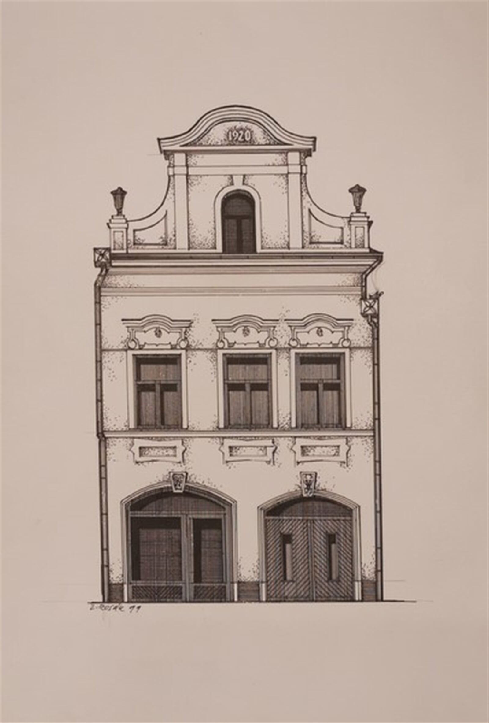 Zdeněk Rosák: Vysoké Mýto (Brejchův dům), 43 × 31 cm