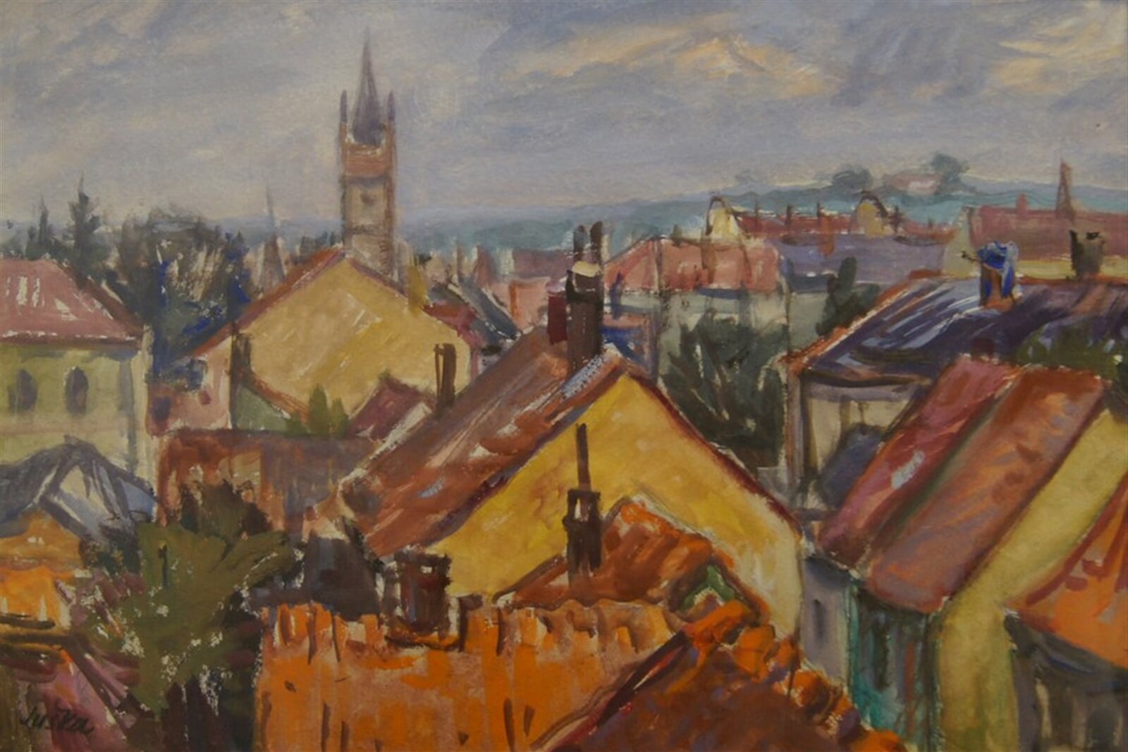 Jan Juška: Pražská věž, 48 × 68 cm