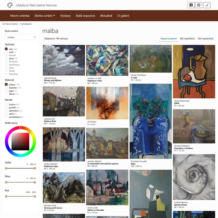 Ukázkový web Norman - sbírka umění