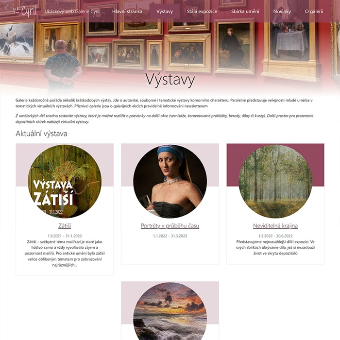Ukázkový web Cyril  - přehled kolekce