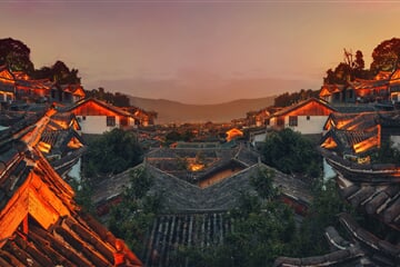 roofs, asian, town