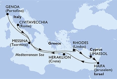 MSC Lirica - Itálie, Řecko, Kypr, Izrael (z Civitavecchie)