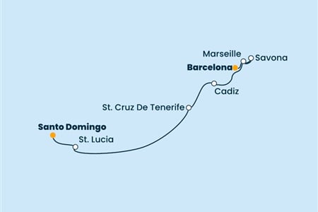 Costa Pacifica - Španělsko, Francie, Itálie, Nizozemské Antily, Dominikán.rep. (z Barcelony)
