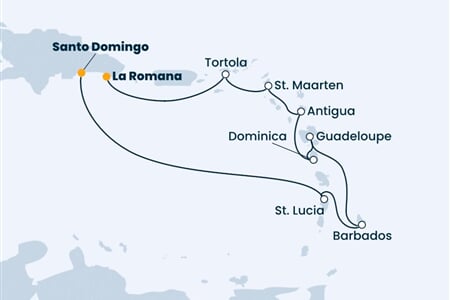 Costa Pacifica - Dominikán.rep., Nizozemské Antily, Dominika, Panenské o. (britské) (Santo Domingo)
