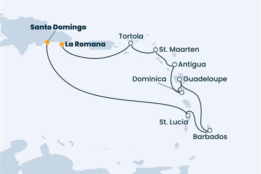 Costa Pacifica - Dominikán.rep., Nizozemské Antily, Dominika, Panenské o. (britské) (Santo Domingo)