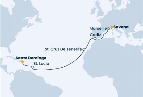 Costa Pacifica - Itálie, Francie, Španělsko, Nizozemské Antily, Dominikán.rep. (ze Savony)